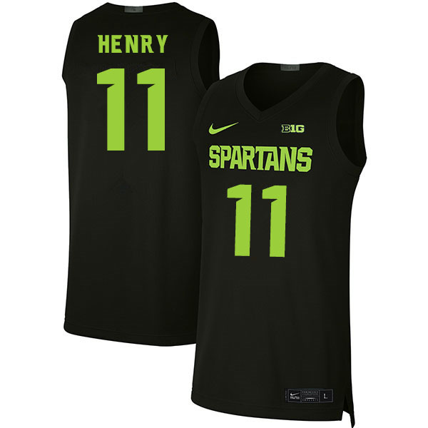 2020 Men #11 Aaron Henry Michigan State Spartans College Basketball Jerseys Sale-Black